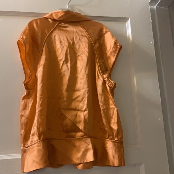 STATE OF MIND TANGERINE ORANGE SILK BLOUSE NEW SIZE SMALL - Picture 7 of 12